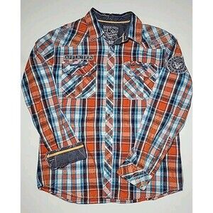 Affliction Black Premium Button Up Shirt  Embroidered Long Sleeve Mens Size XL